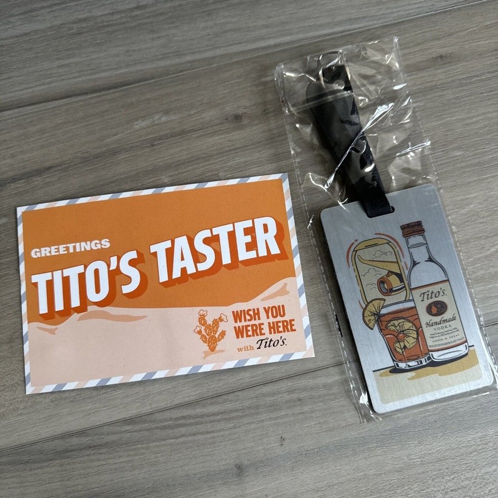 Tito's Vodka Official Taster Metal Luggage Tag 2023 Holiday‎ Promo Gift NEW